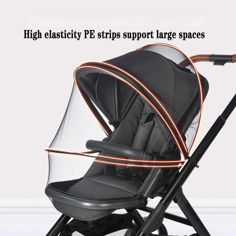 WVMKOR Baby Stroller Mosquito Net Universal Breathable Stroller Canopy Cover with Mosquito Netting for Infant Toddler Pushchair (Black) - Image 3